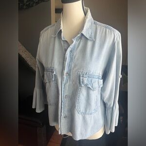Faded Glory Denim Cropped Blouse